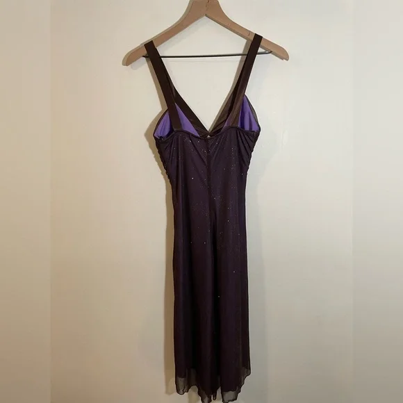 VTG Y2K City Triangles High Low V Neck Sparkle Dress Sz Medium Evening Cocktail - Picture 6 of 9